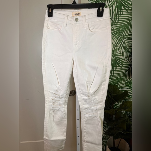 NWT L'AGENCE MARGOT HIGH RISE SKINNY IN BLANC DESTRUCT Size 25 - Picture 8 of 11